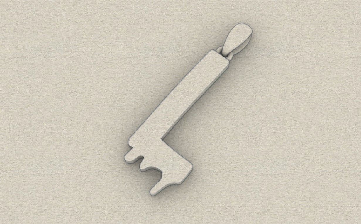 Model 754 Blood L Initial Pendant 3D print model_5