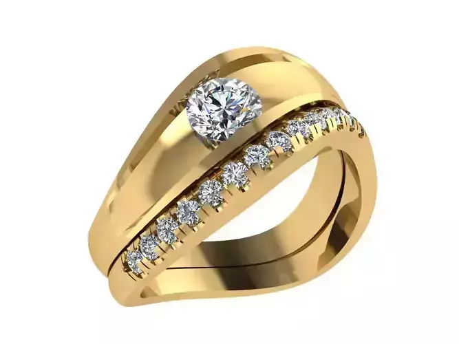 Ring239 gold wedding ring with diamonds