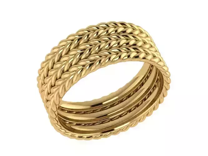 Ring240 gold - plated ring with braids 3D print model