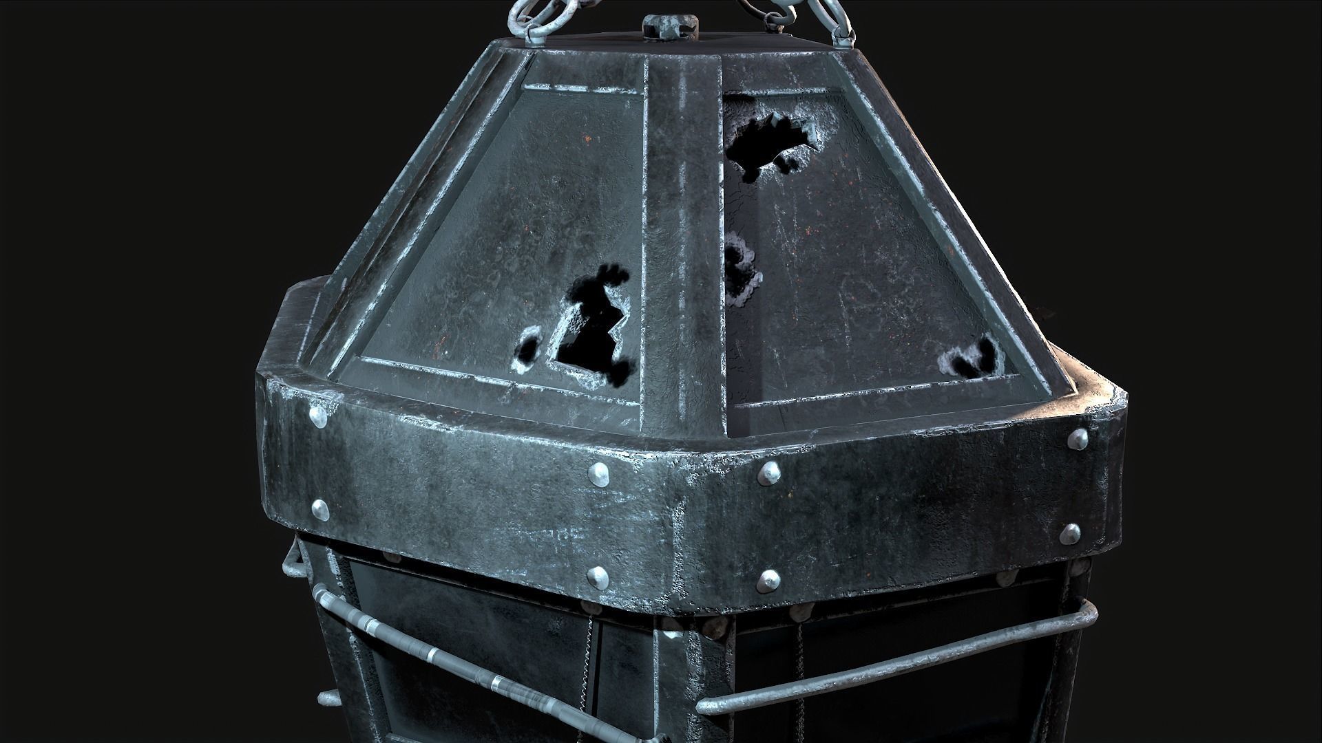 Mediaval Steel Lantern Low-poly 3D model_9