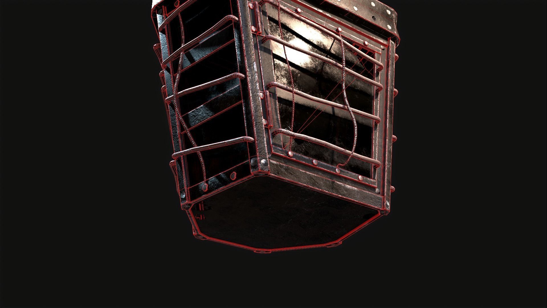 Mediaval Steel Lantern Low-poly 3D model_12