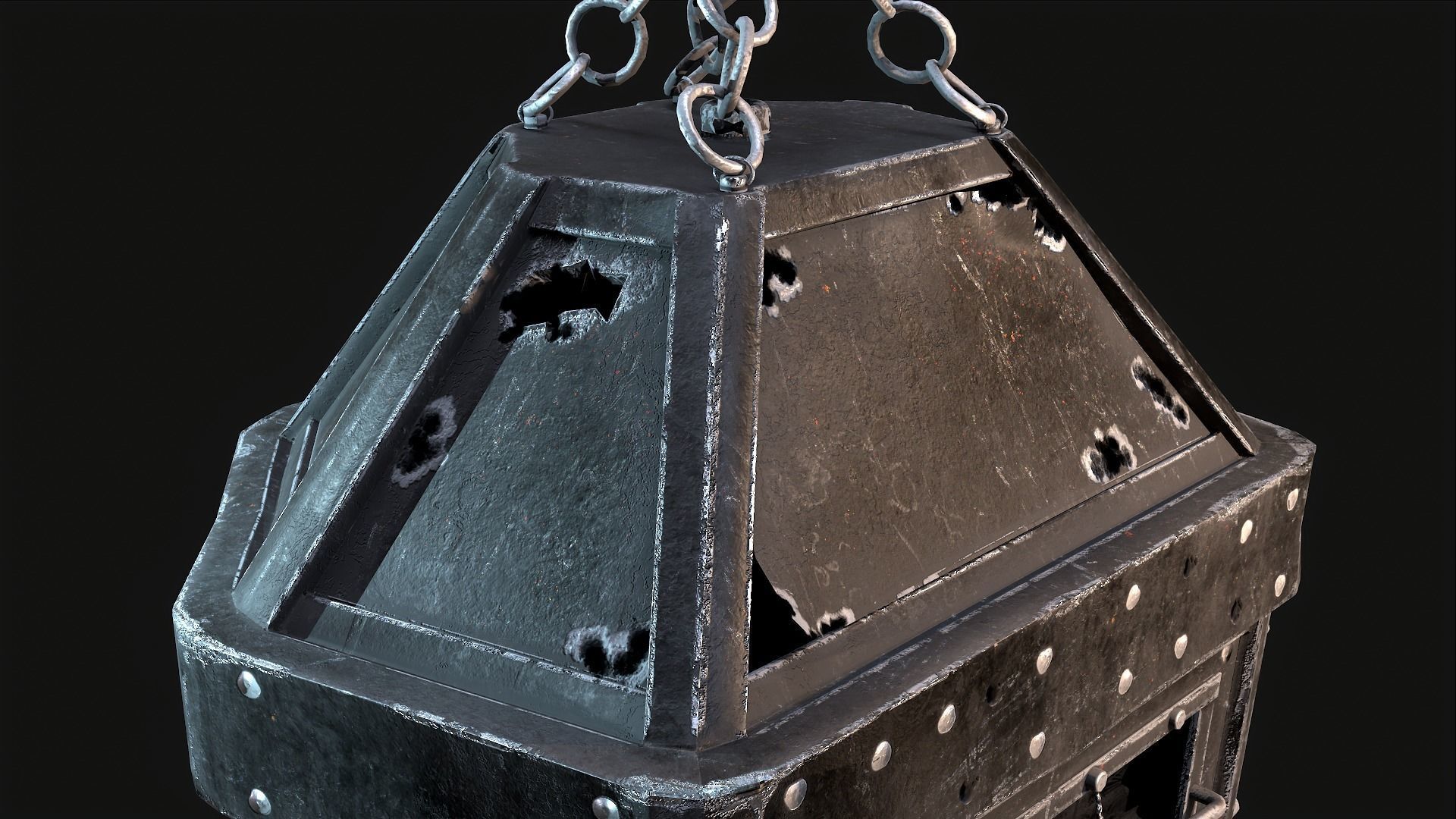 Mediaval Steel Lantern Low-poly 3D model_6