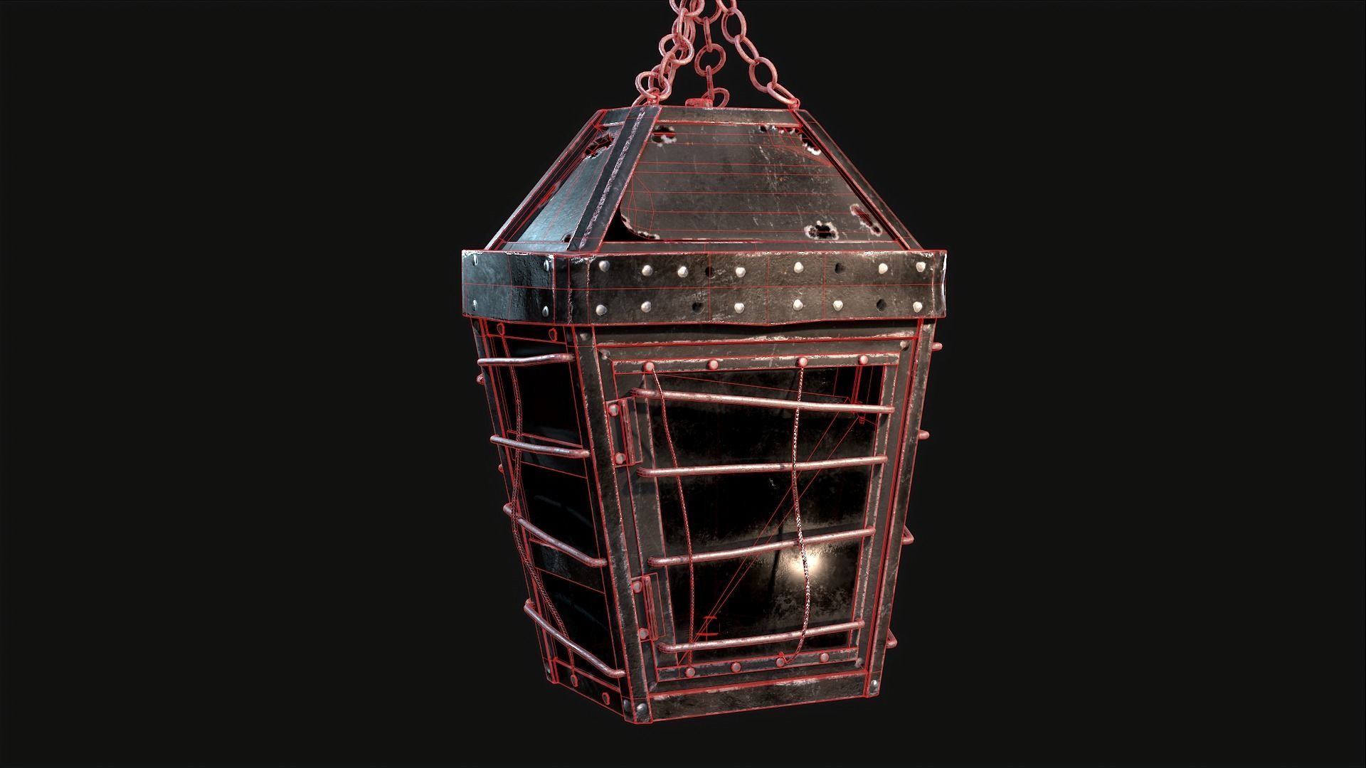 Mediaval Steel Lantern Low-poly 3D model_11