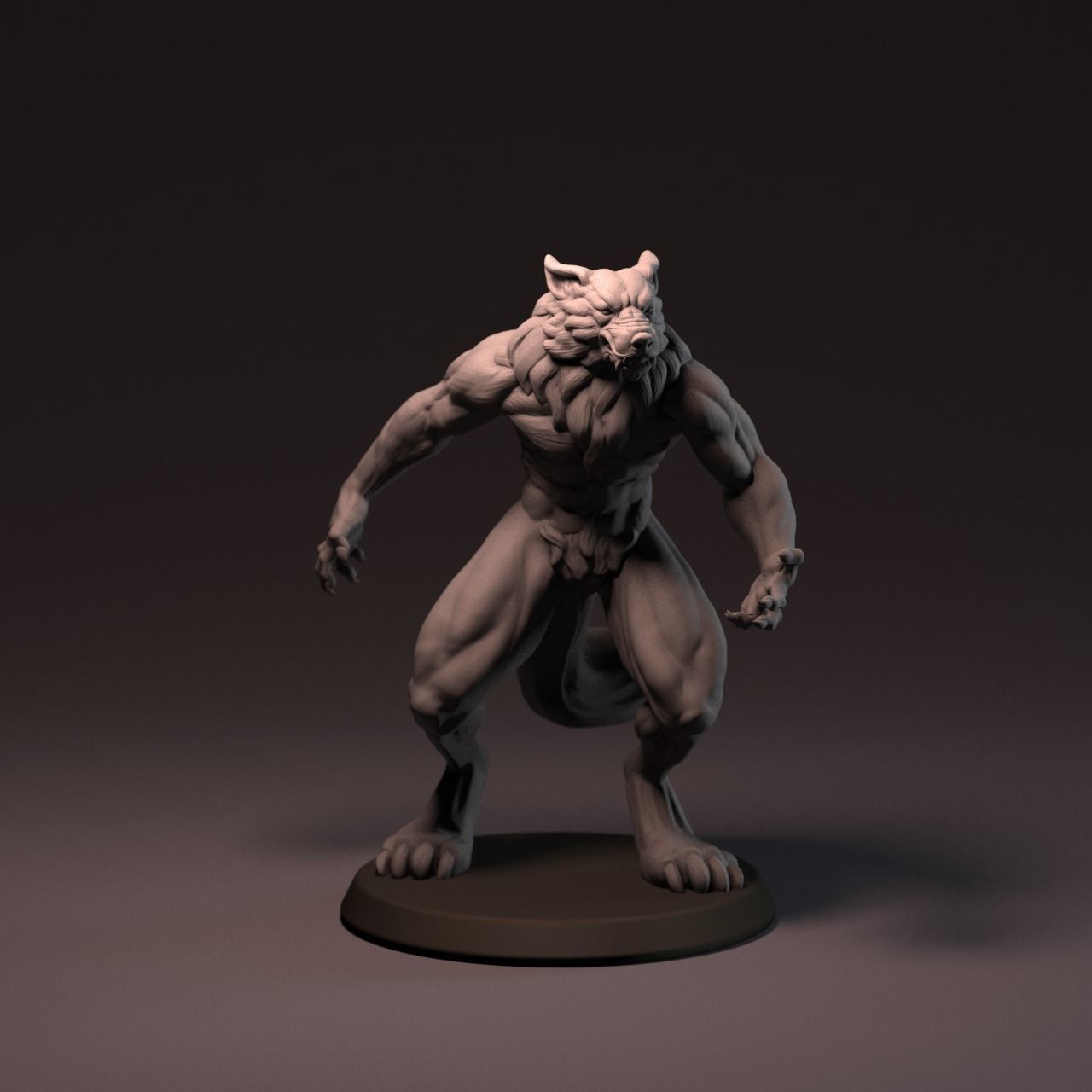 Werewolf 65 mm with base 3D print model_21