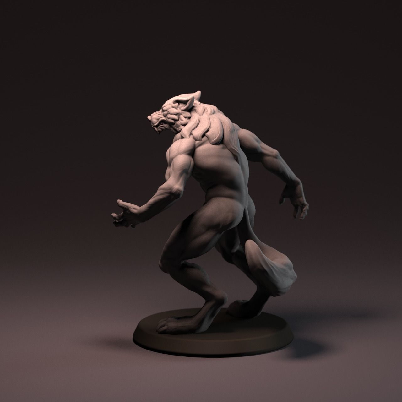 Werewolf 65 mm with base 3D print model_26