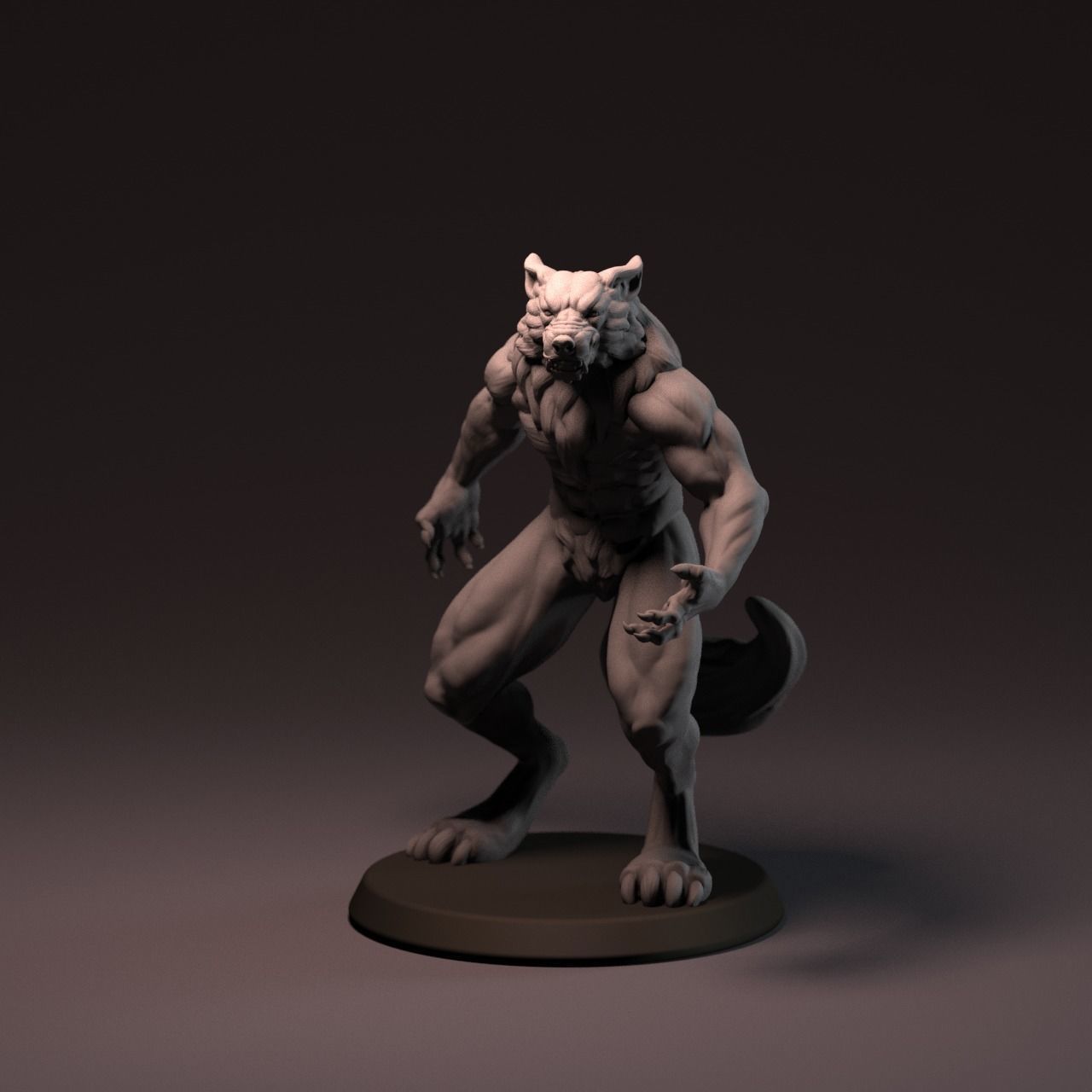 Werewolf 65 mm with base 3D print model_7