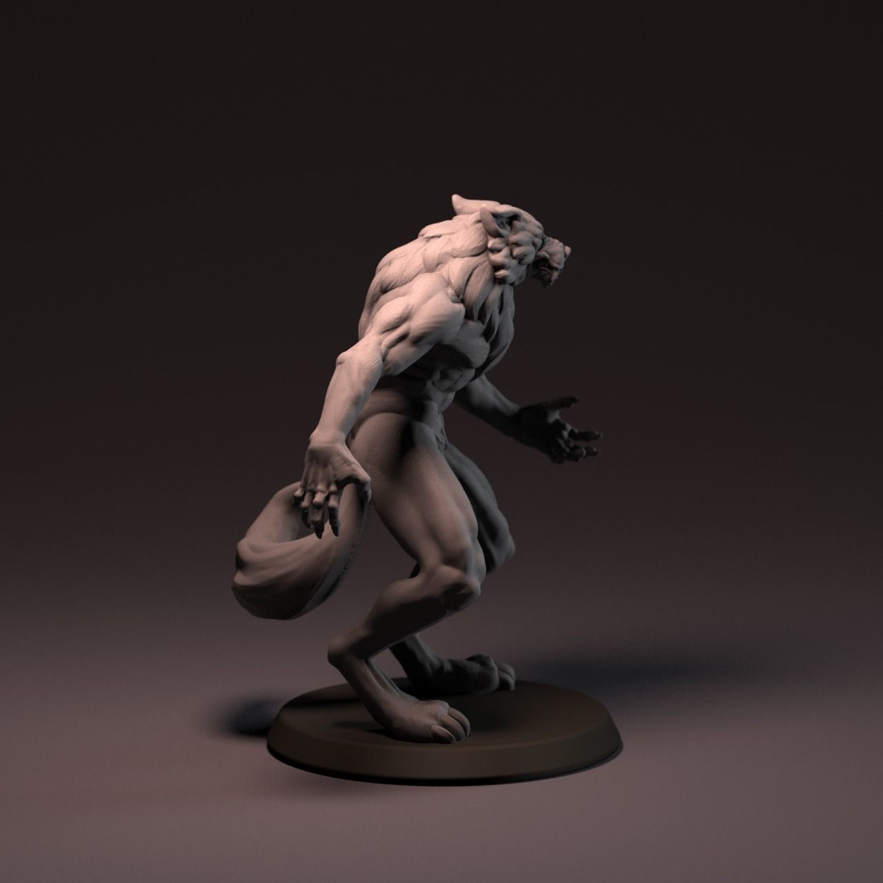 Werewolf 65 mm with base 3D print model_14