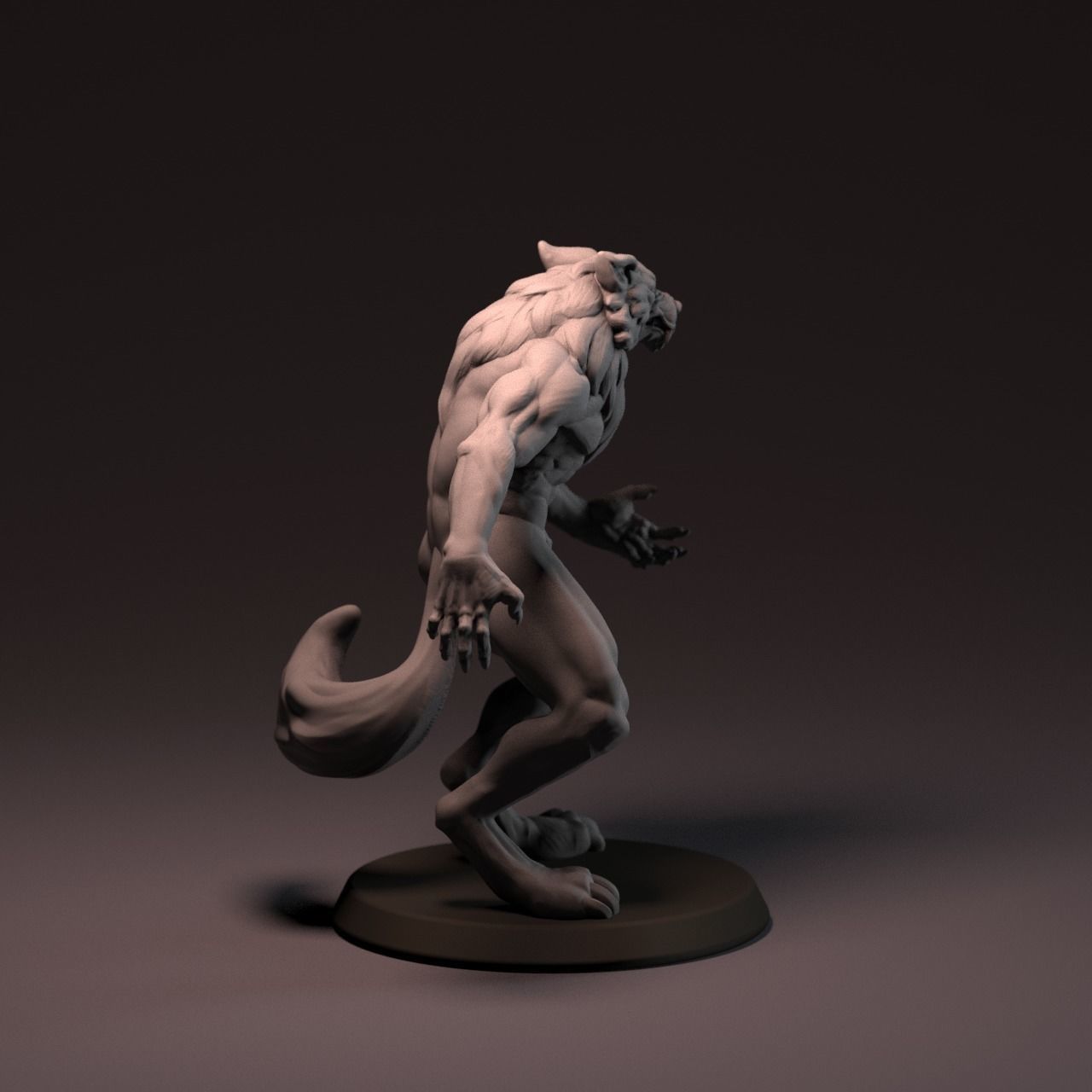 Werewolf 65 mm with base 3D print model_13