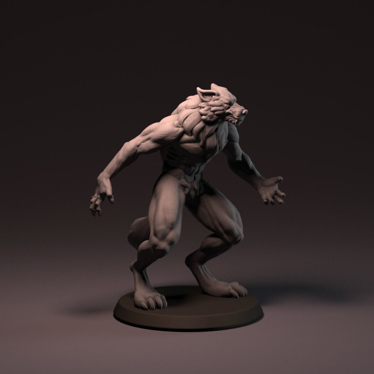 Werewolf 65 mm with base 3D print model_17