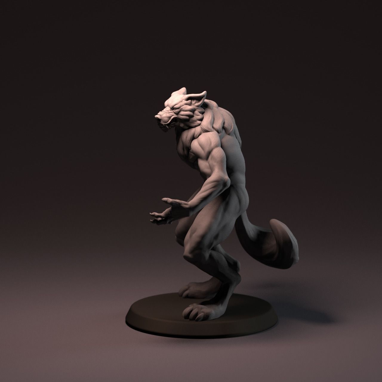 Werewolf 65 mm with base 3D print model_23