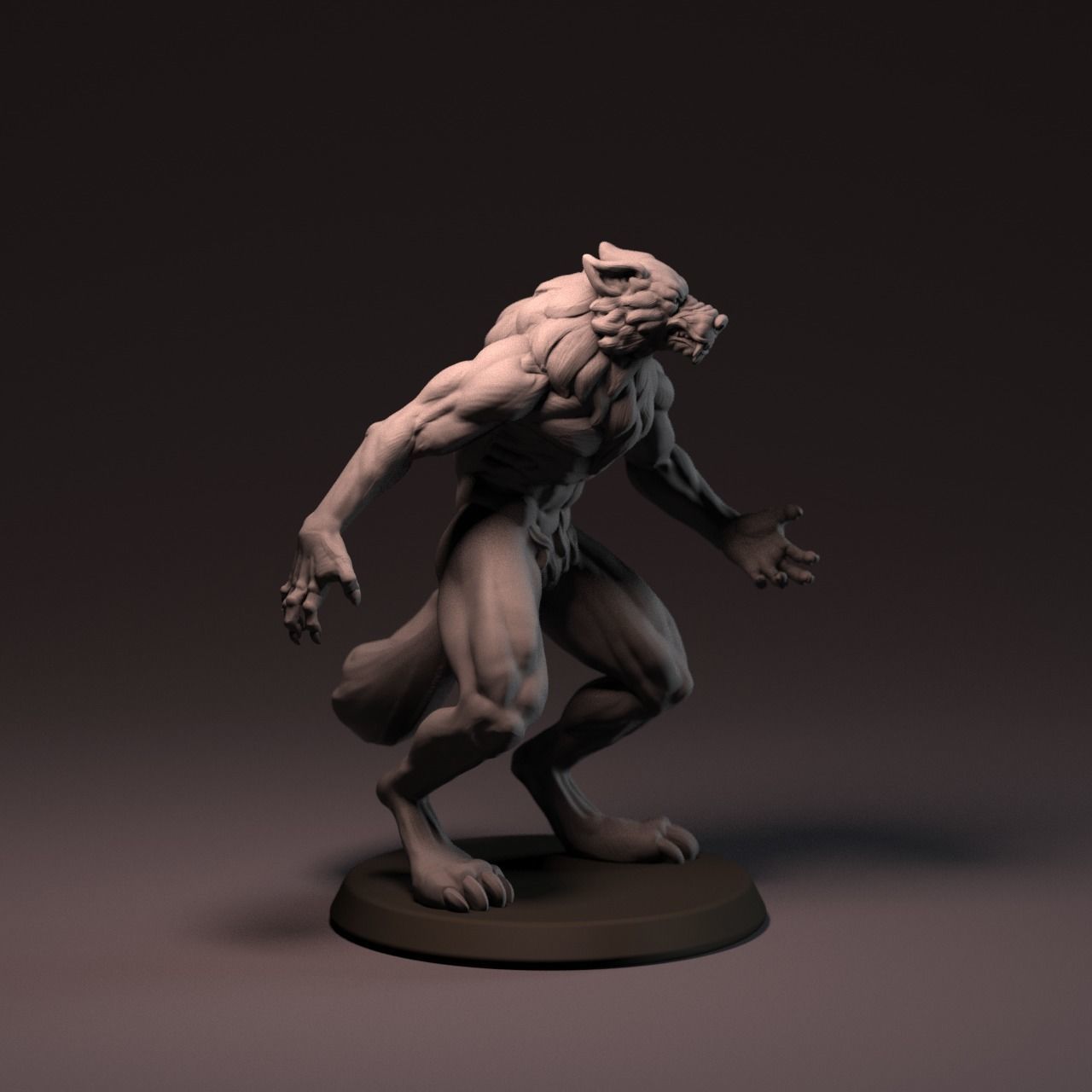 Werewolf 65 mm with base 3D print model_16