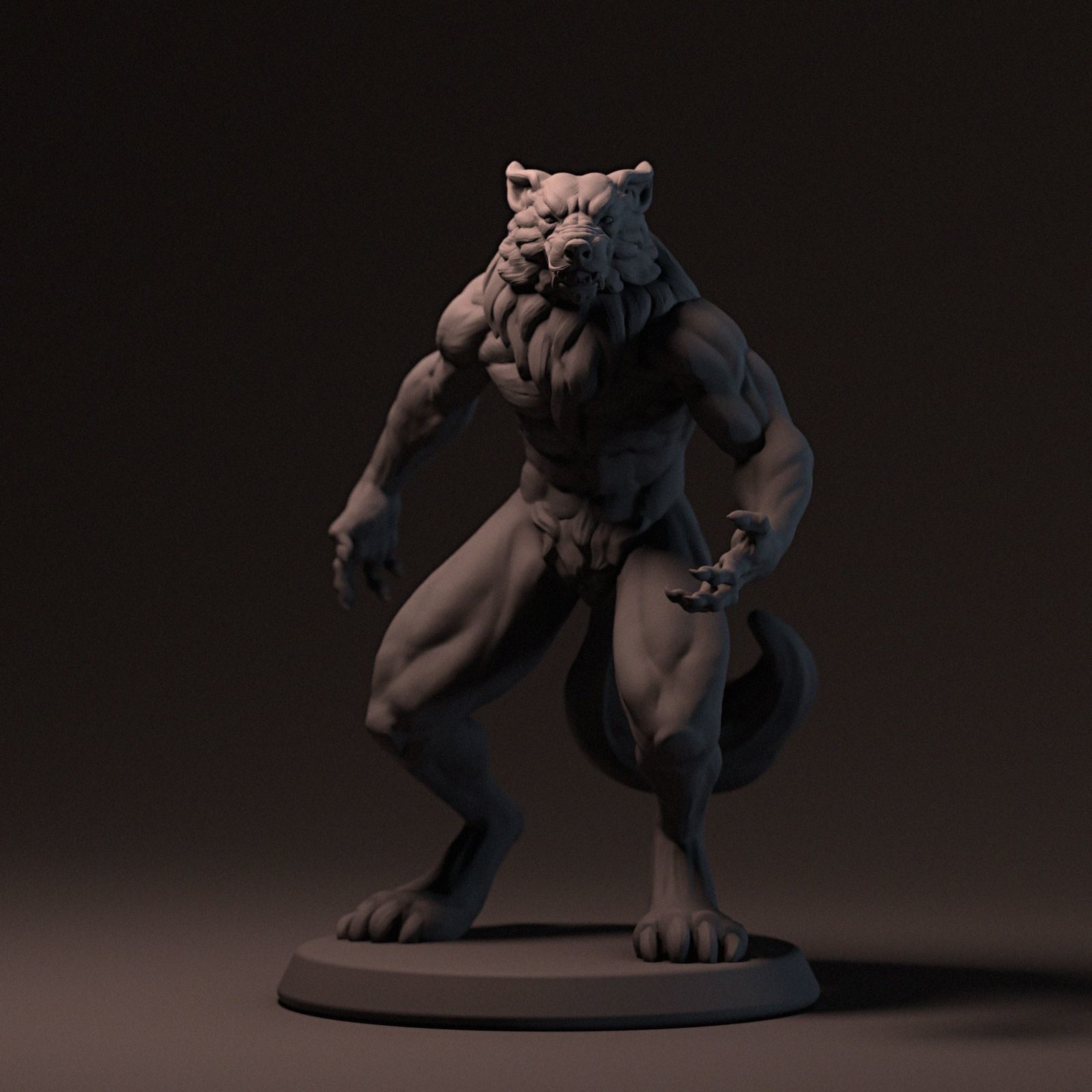 Werewolf 65 mm with base 3D print model_5
