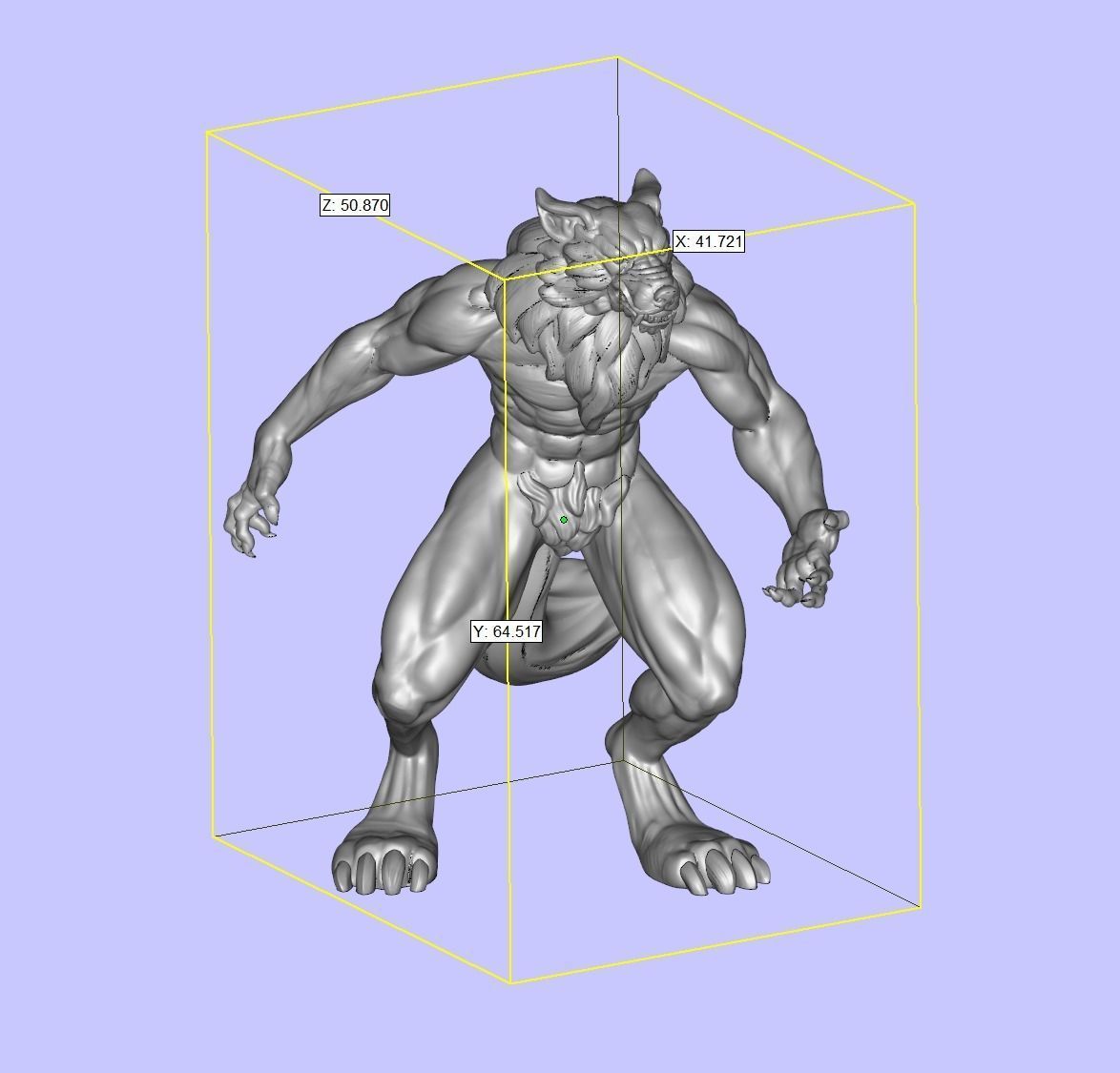 Werewolf 65 mm with base 3D print model_29