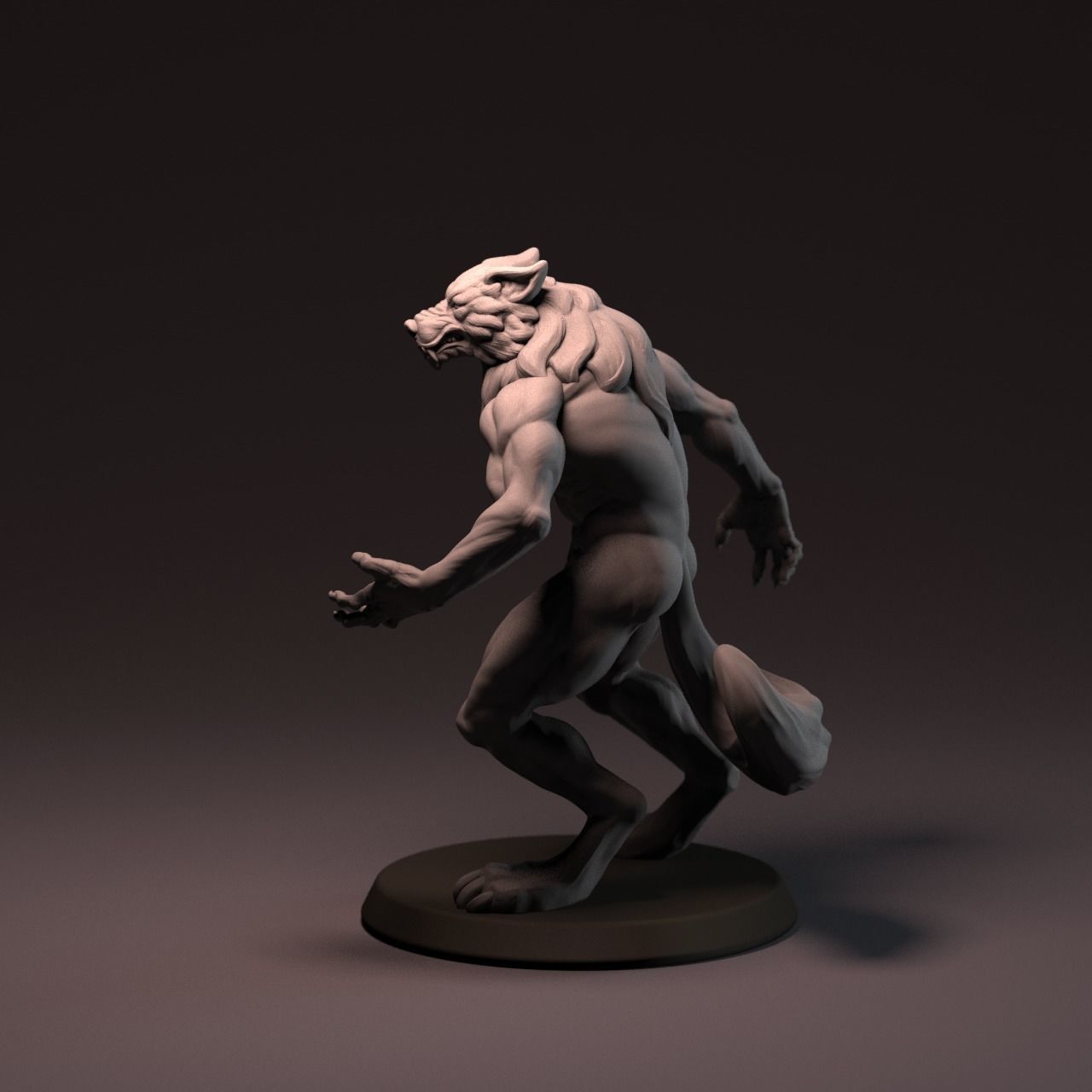 Werewolf 65 mm with base 3D print model_25