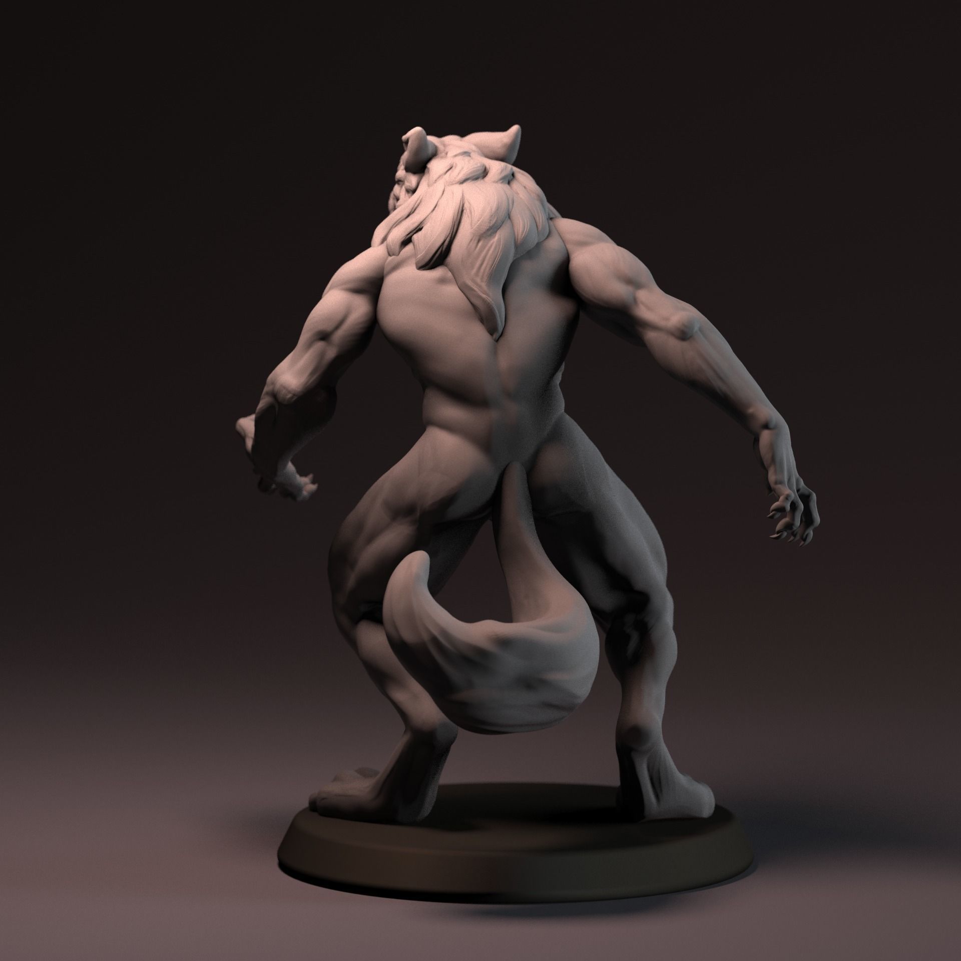 Werewolf 65 mm with base 3D print model_3