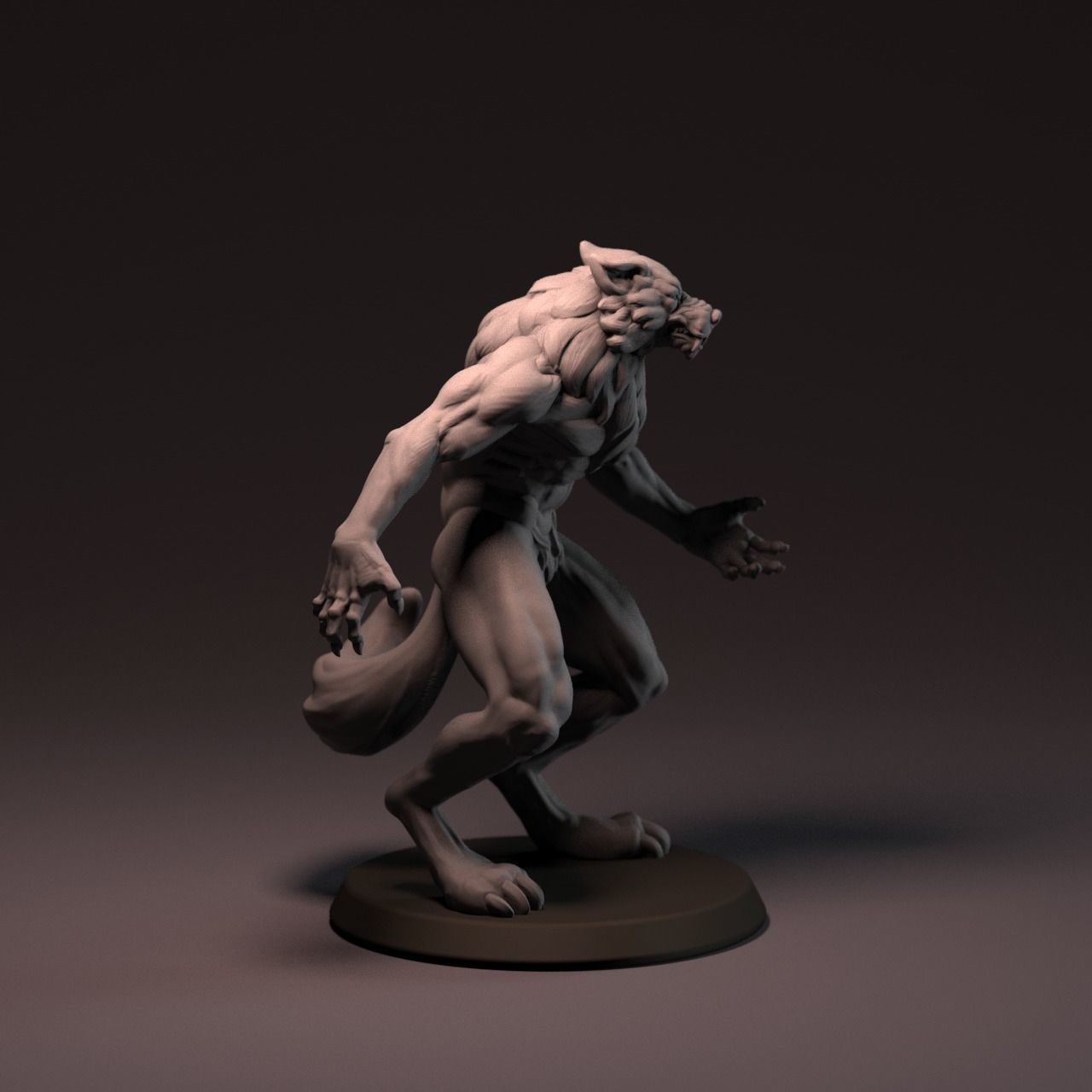 Werewolf 65 mm with base 3D print model_15