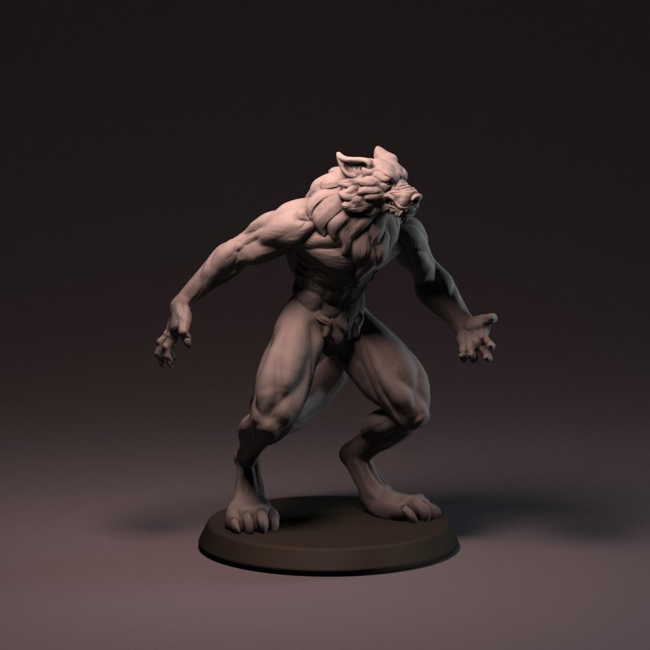 Werewolf 65 mm with base 3D print model_19