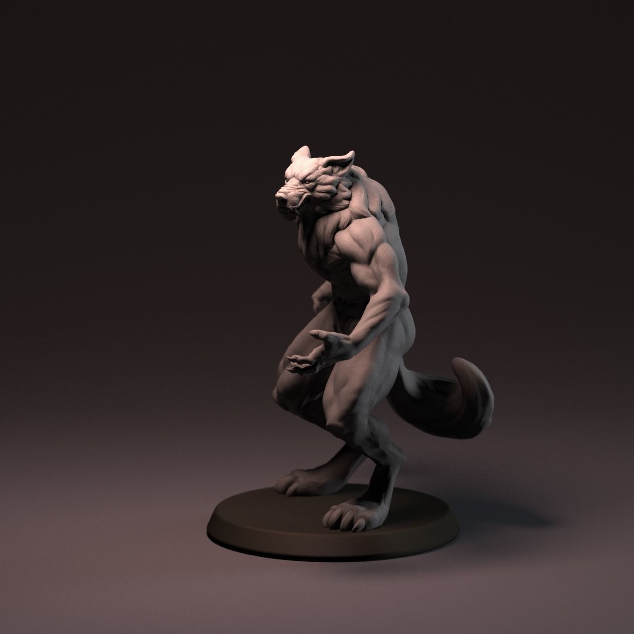 Werewolf 65 mm with base 3D print model_22