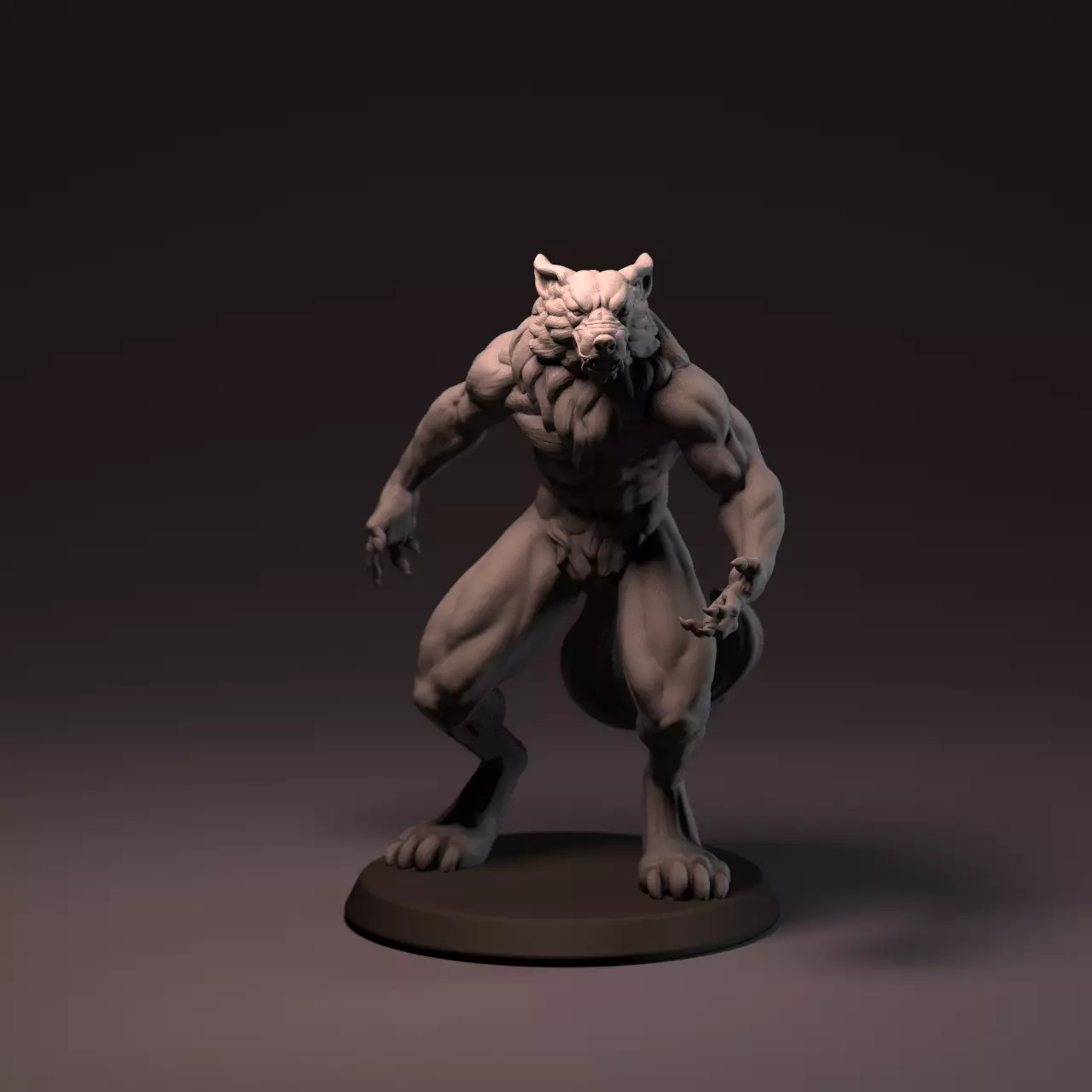 Werewolf 65 mm with base 3D print model_0