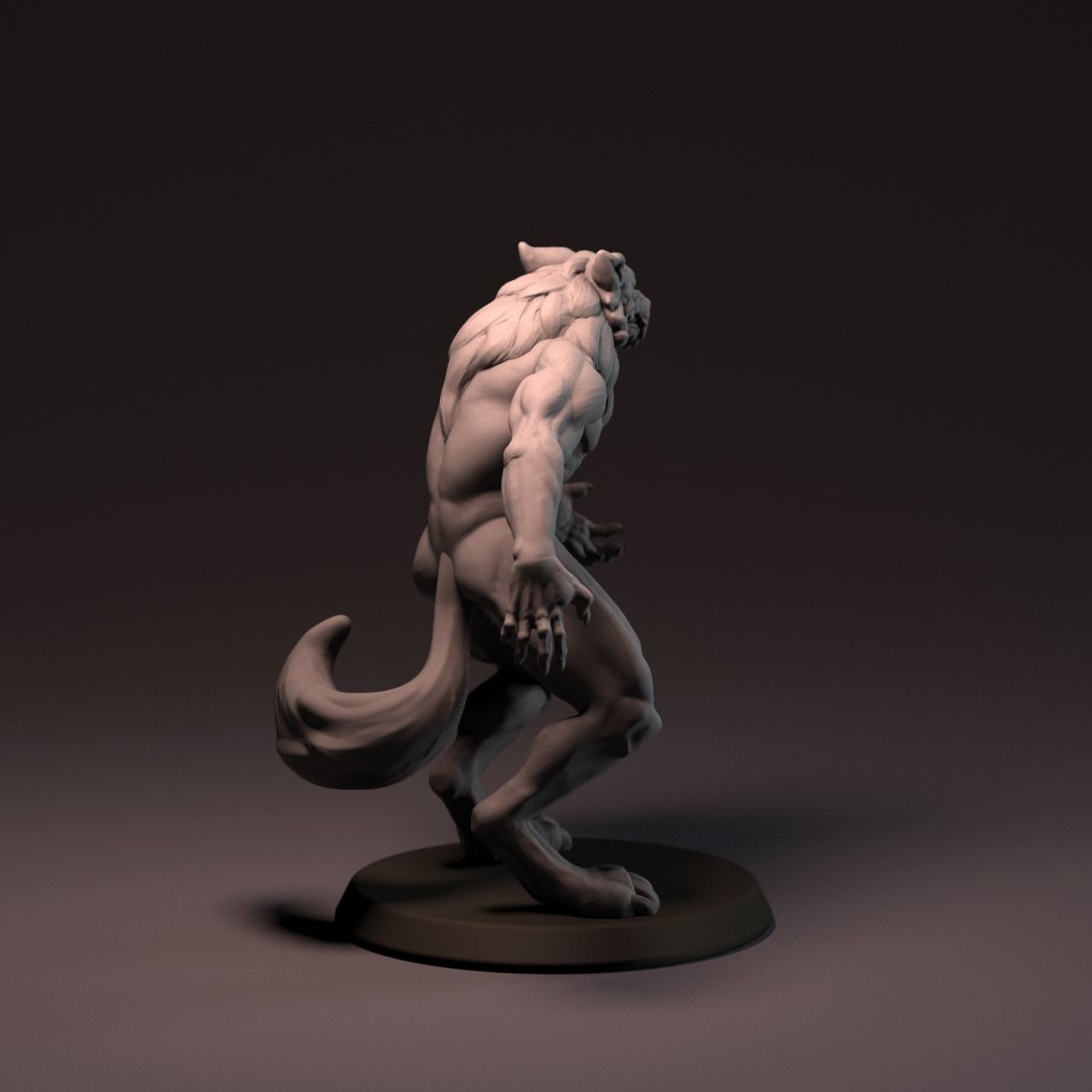 Werewolf 65 mm with base 3D print model_12