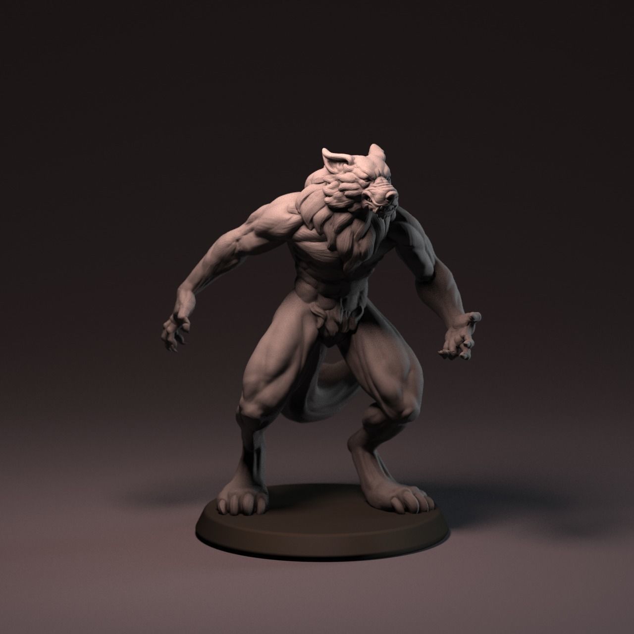 Werewolf 65 mm with base 3D print model_20