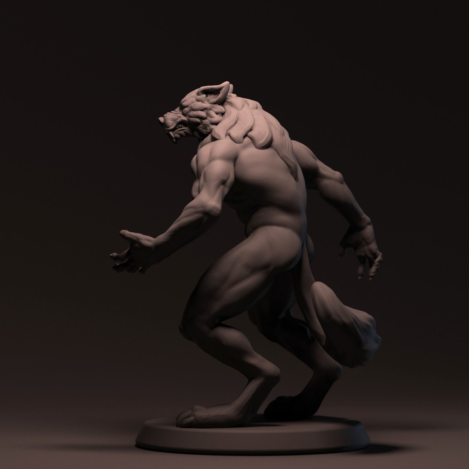 Werewolf 65 mm with base 3D print model_2