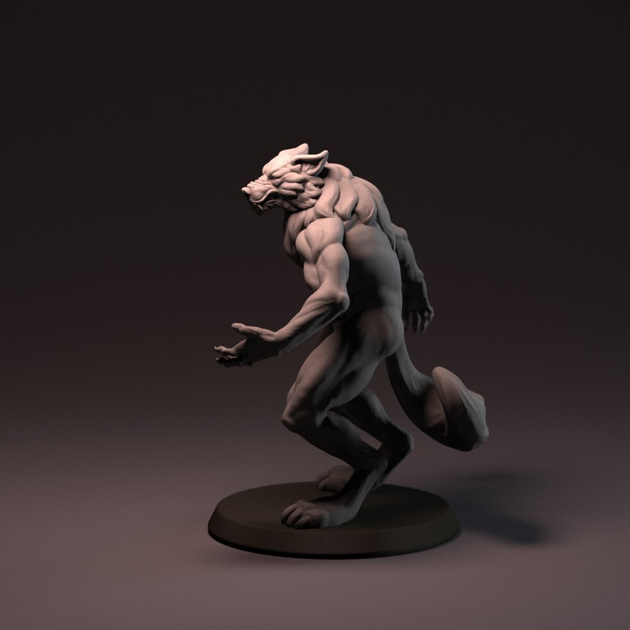 Werewolf 65 mm with base 3D print model_24