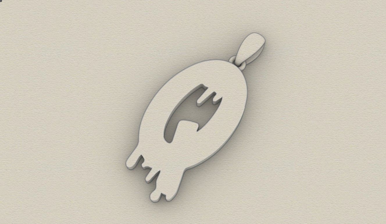 Model 759 Blood Q Initial Pendant 3D print model_5