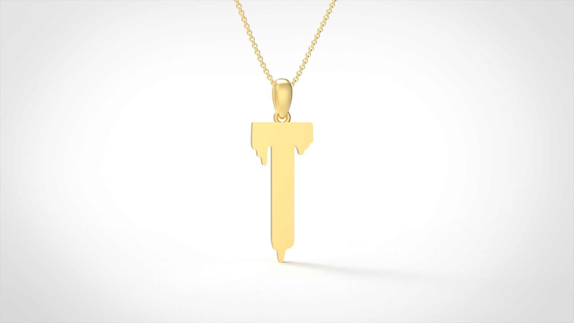 Model 762 Blood T Initial Pendant 3D print model_1