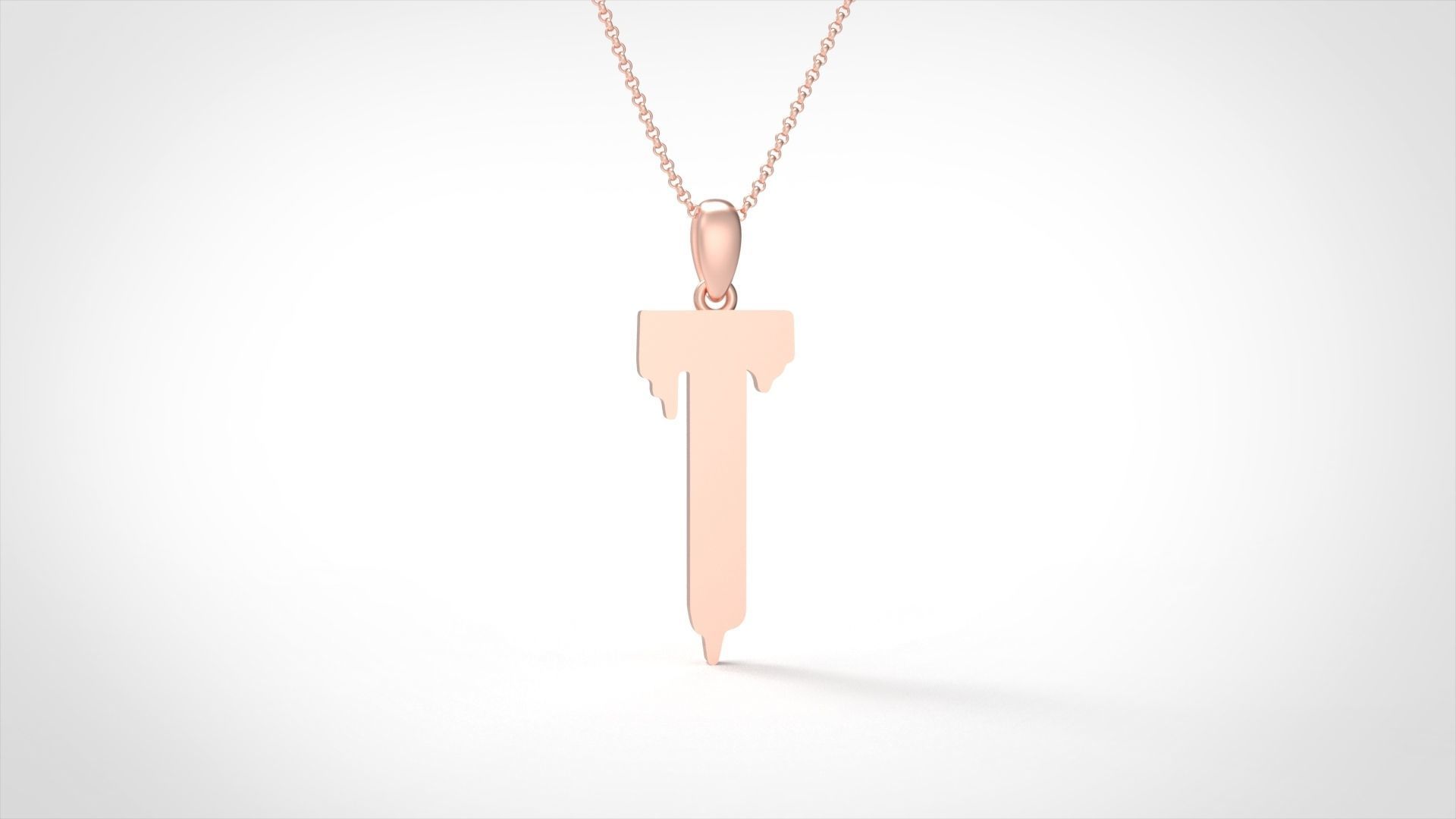 Model 762 Blood T Initial Pendant 3D print model_2