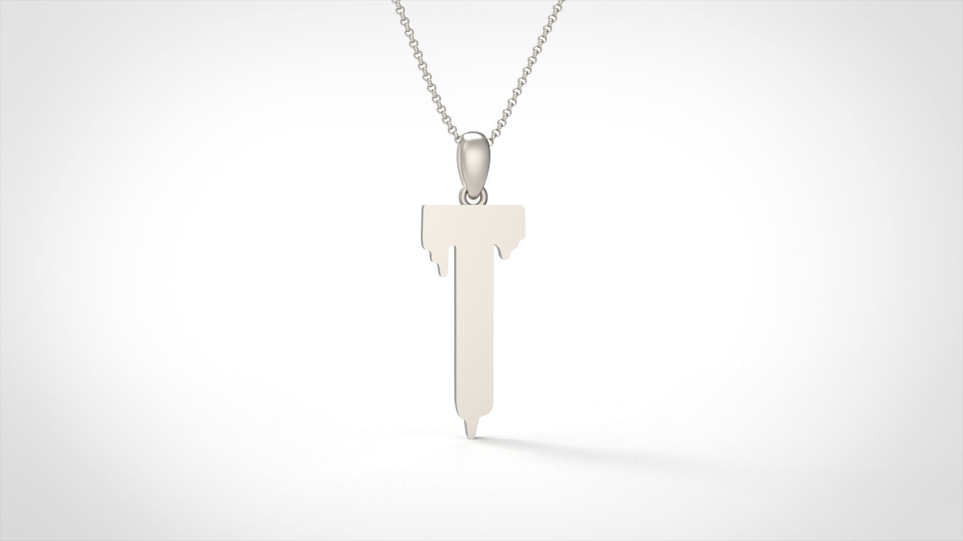 Model 762 Blood T Initial Pendant 3D print model_4