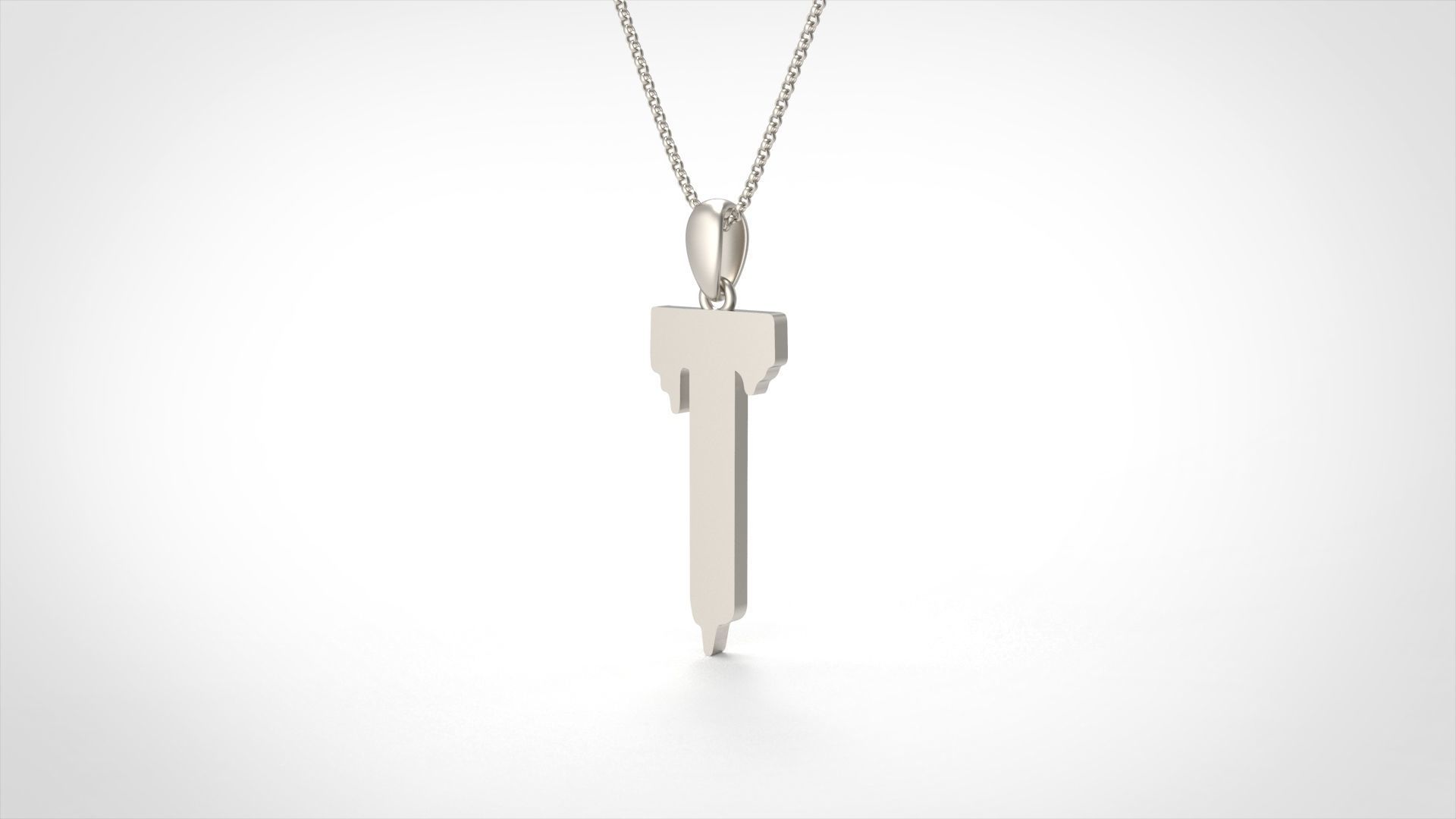 Model 762 Blood T Initial Pendant 3D print model_3