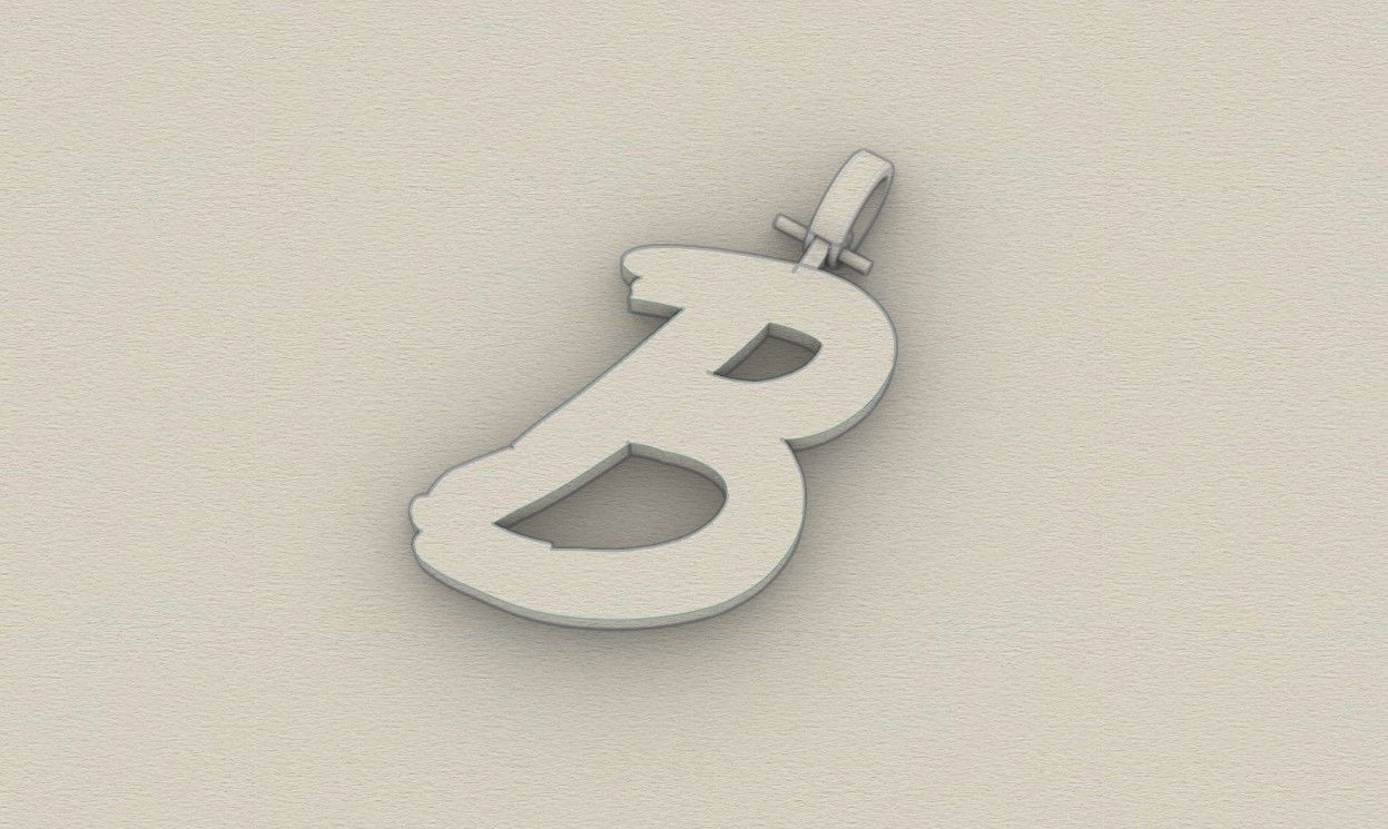 Model 770 Initial B Letter Pendant 3D print model_8