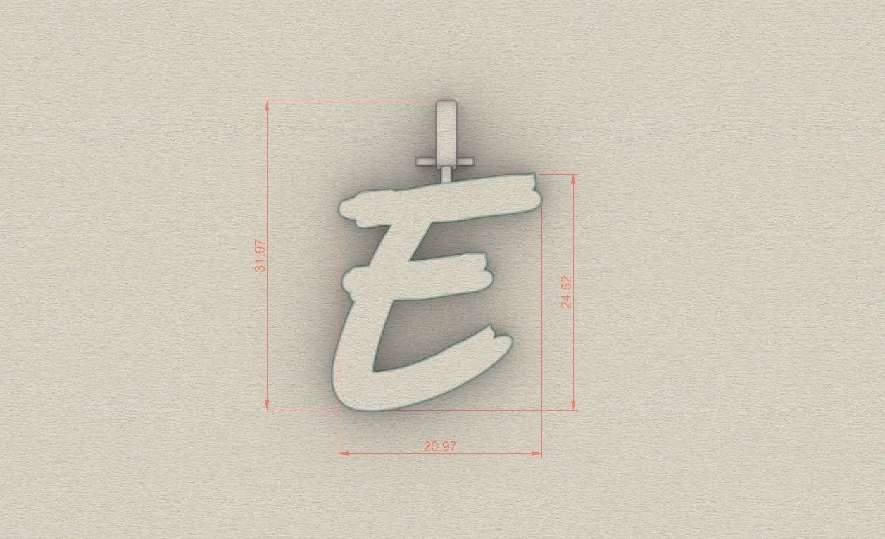 Model 773 Initial E Letter Pendant 3D print model_5