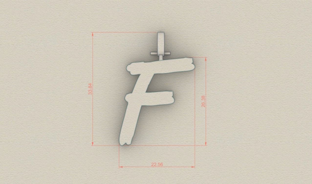 Model 774 Initial F Letter Pendant 3D print model_5