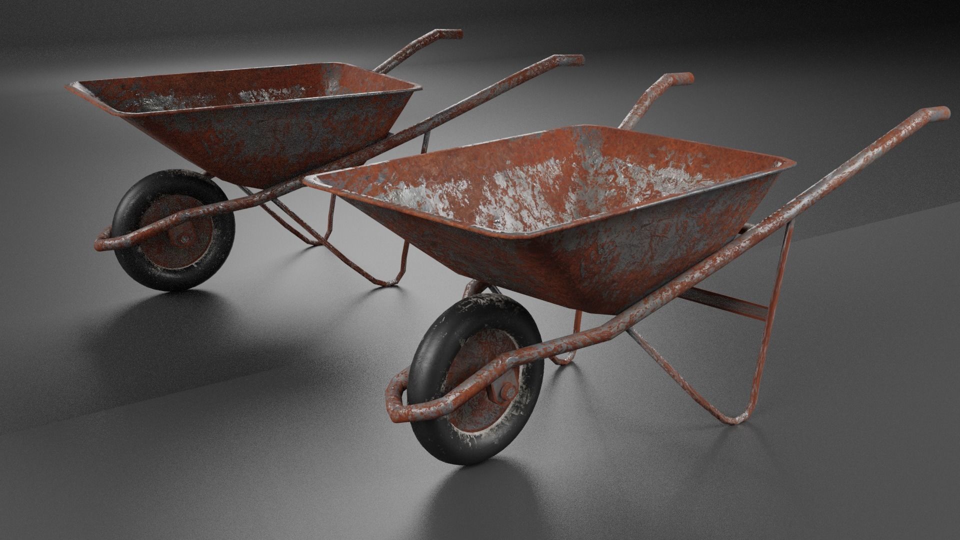 pickaxe shovel wheelbarrow Low-poly 3D model_5