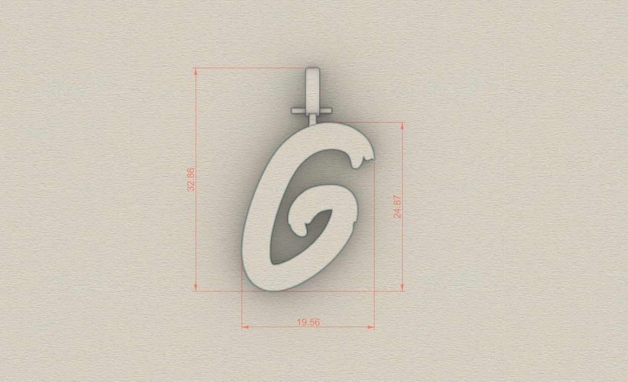Model 775 Initial G Letter Pendant 3D print model_5