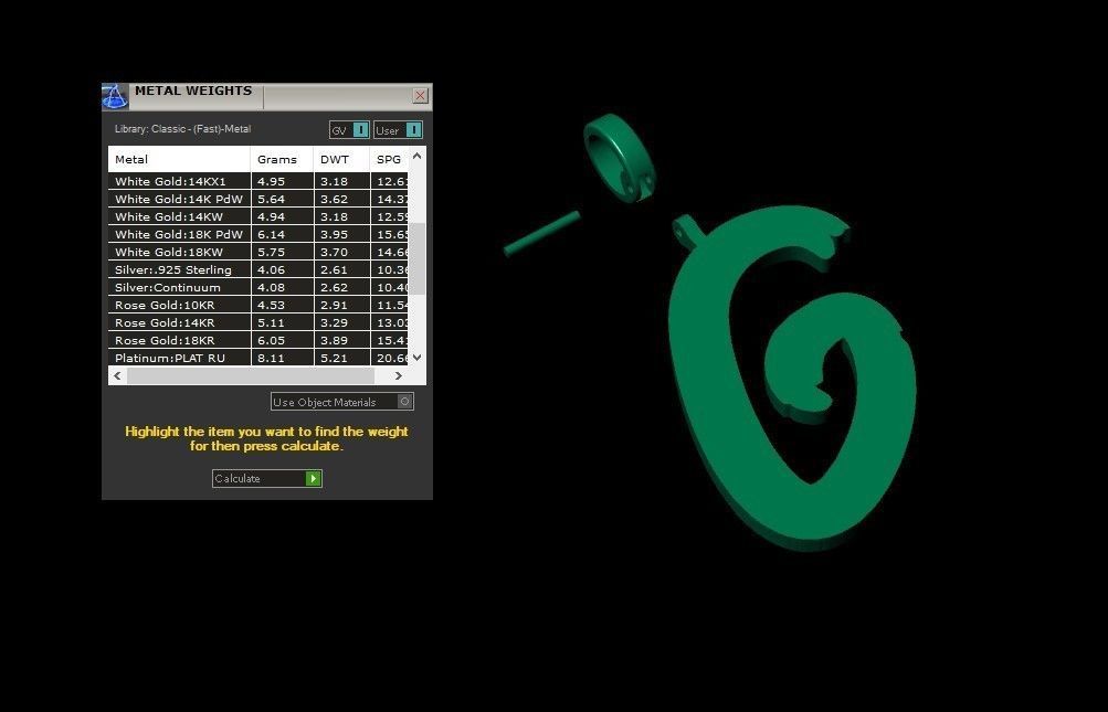 Model 775 Initial G Letter Pendant 3D print model_11