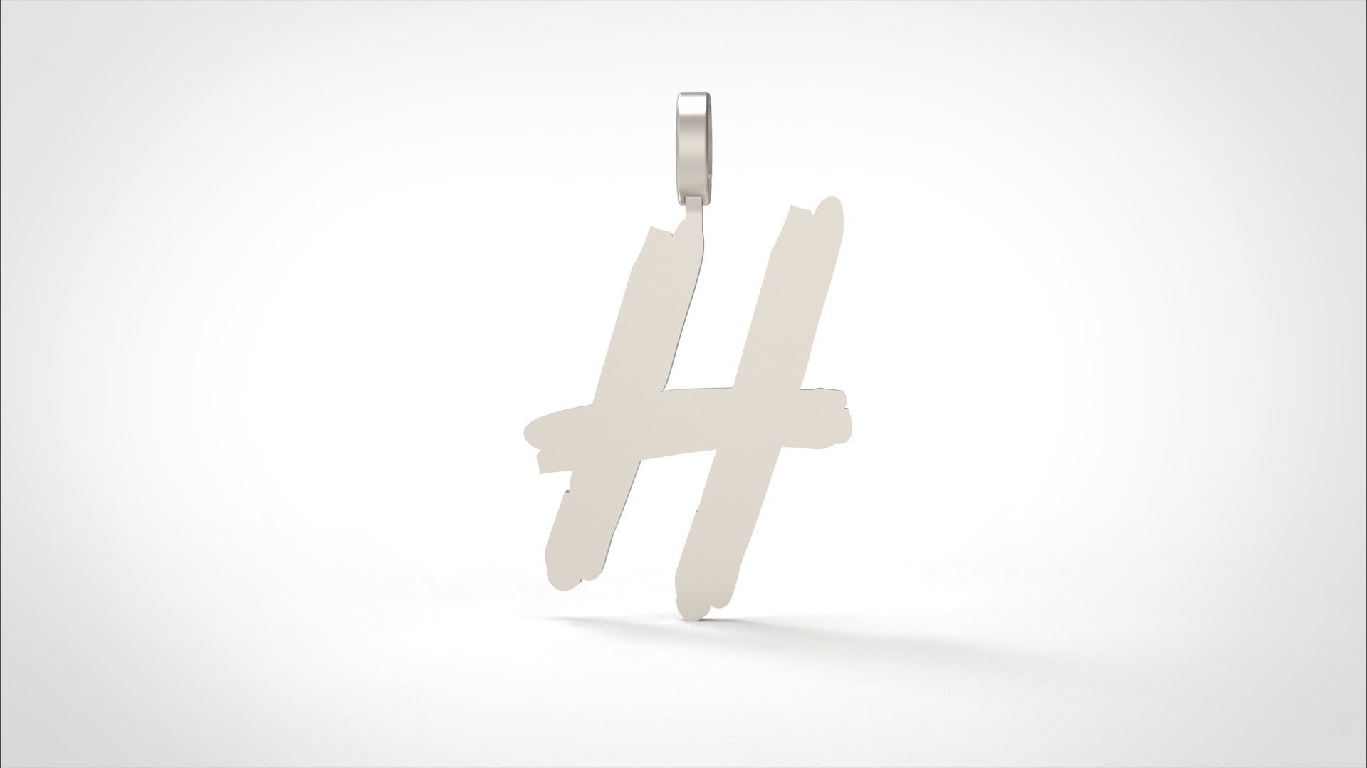 Model 776 Initial H Letter Pendant 3D print model_4