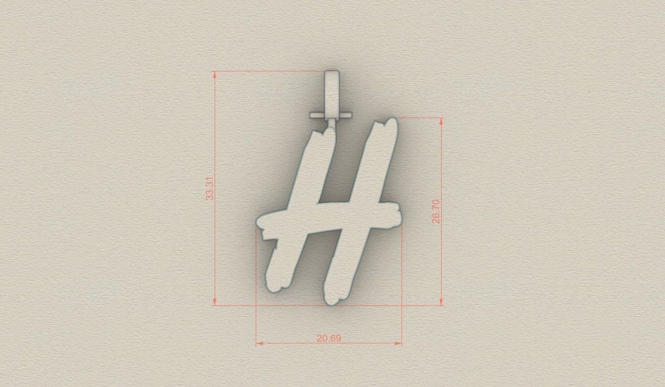 Model 776 Initial H Letter Pendant 3D print model_5