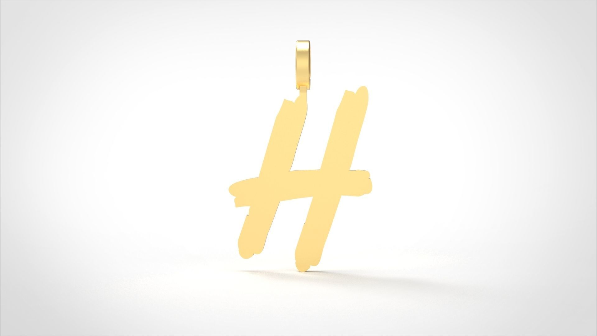 Model 776 Initial H Letter Pendant 3D print model_2