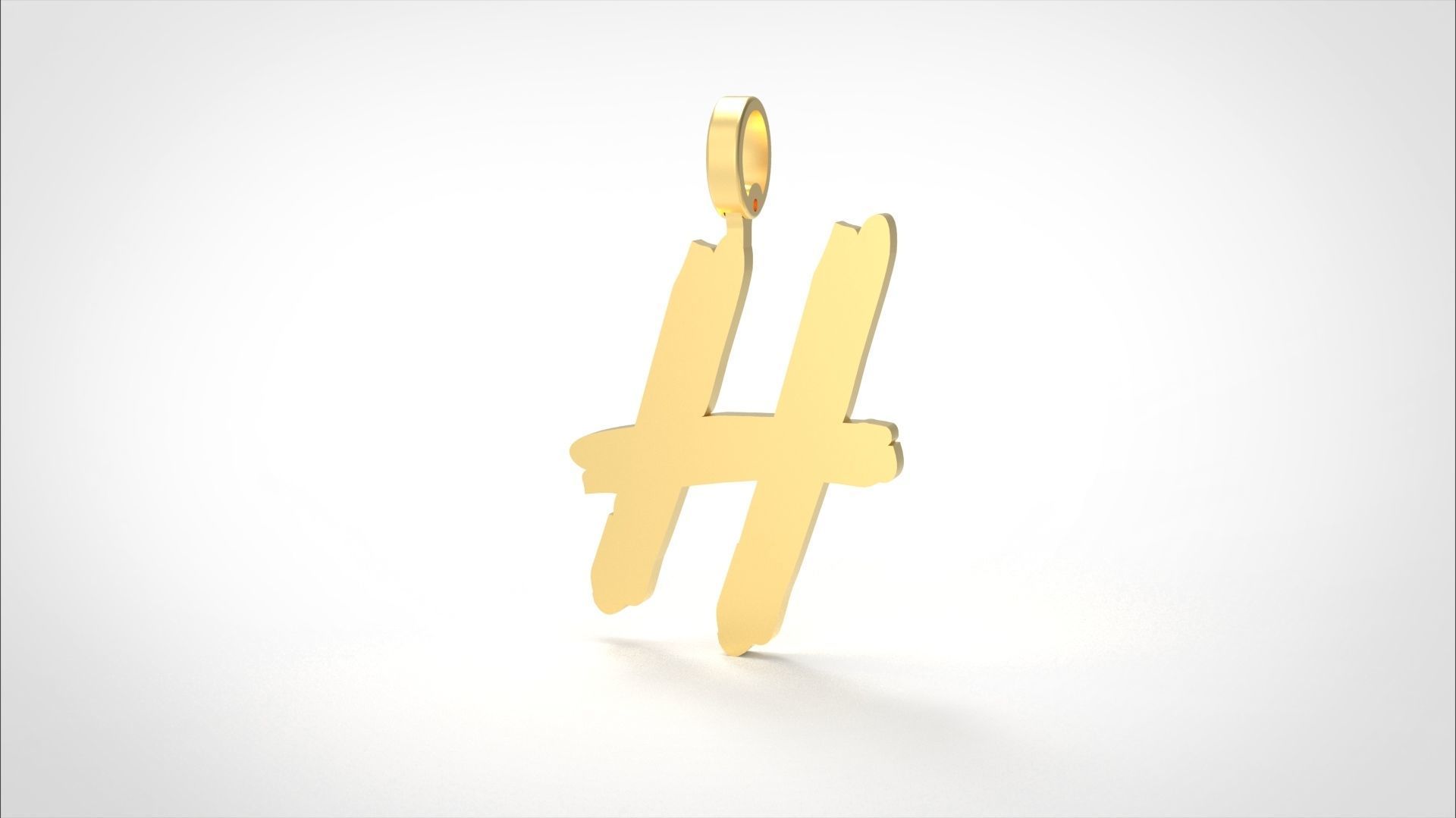 Model 776 Initial H Letter Pendant 3D print model_3