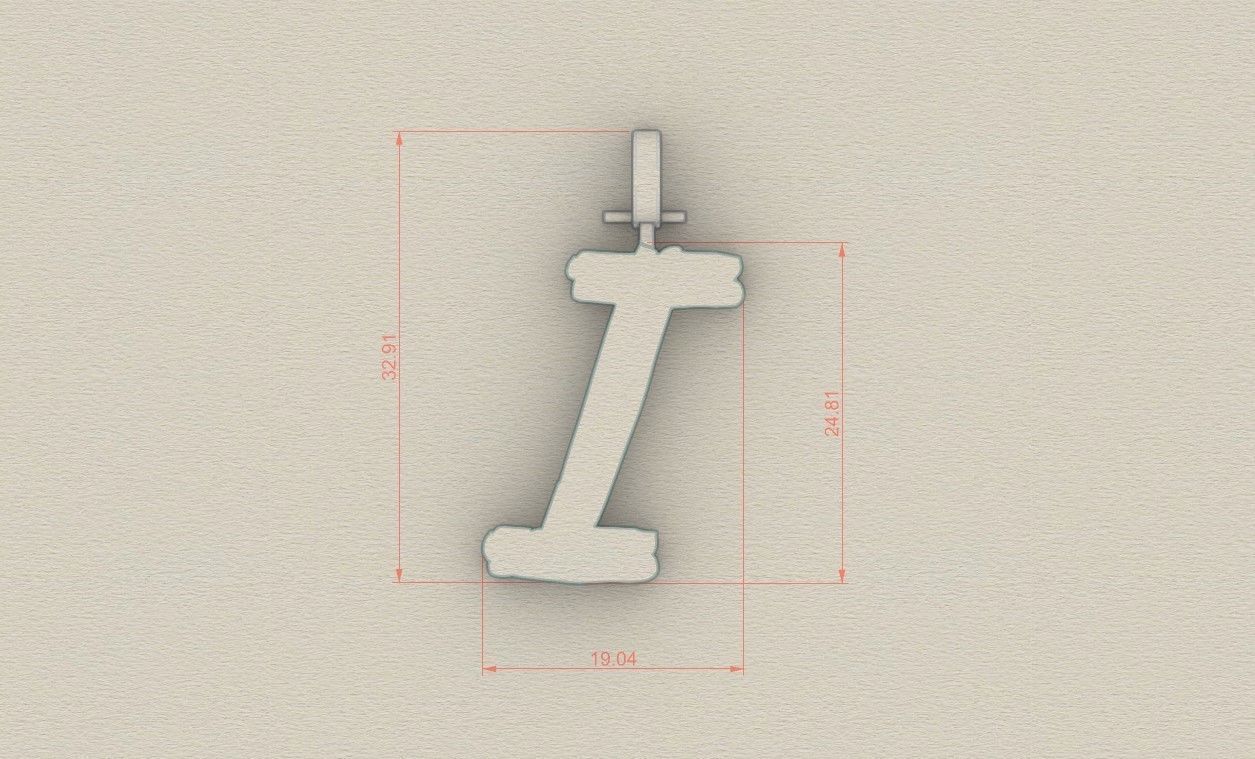 Model 777 Initial I Letter Pendant 3D print model_5