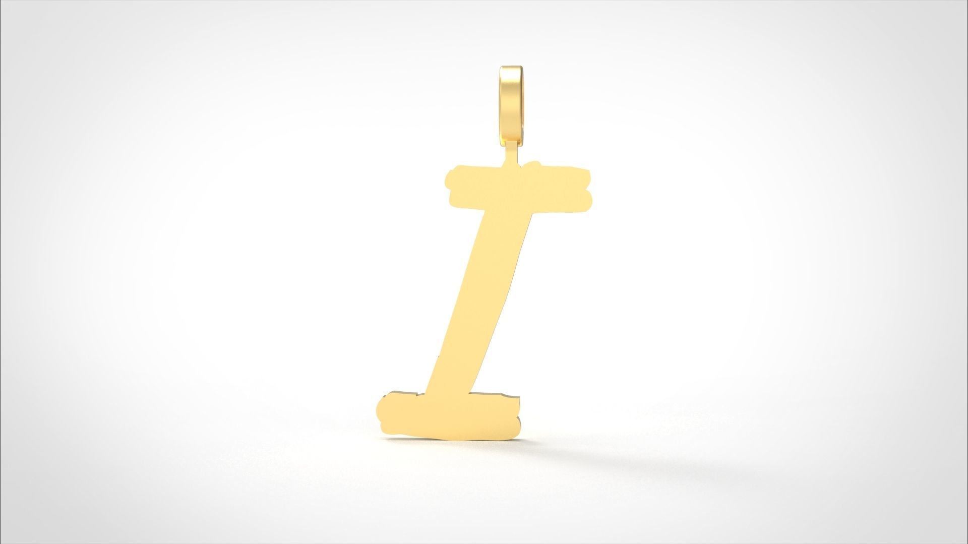 Model 777 Initial I Letter Pendant 3D print model_2