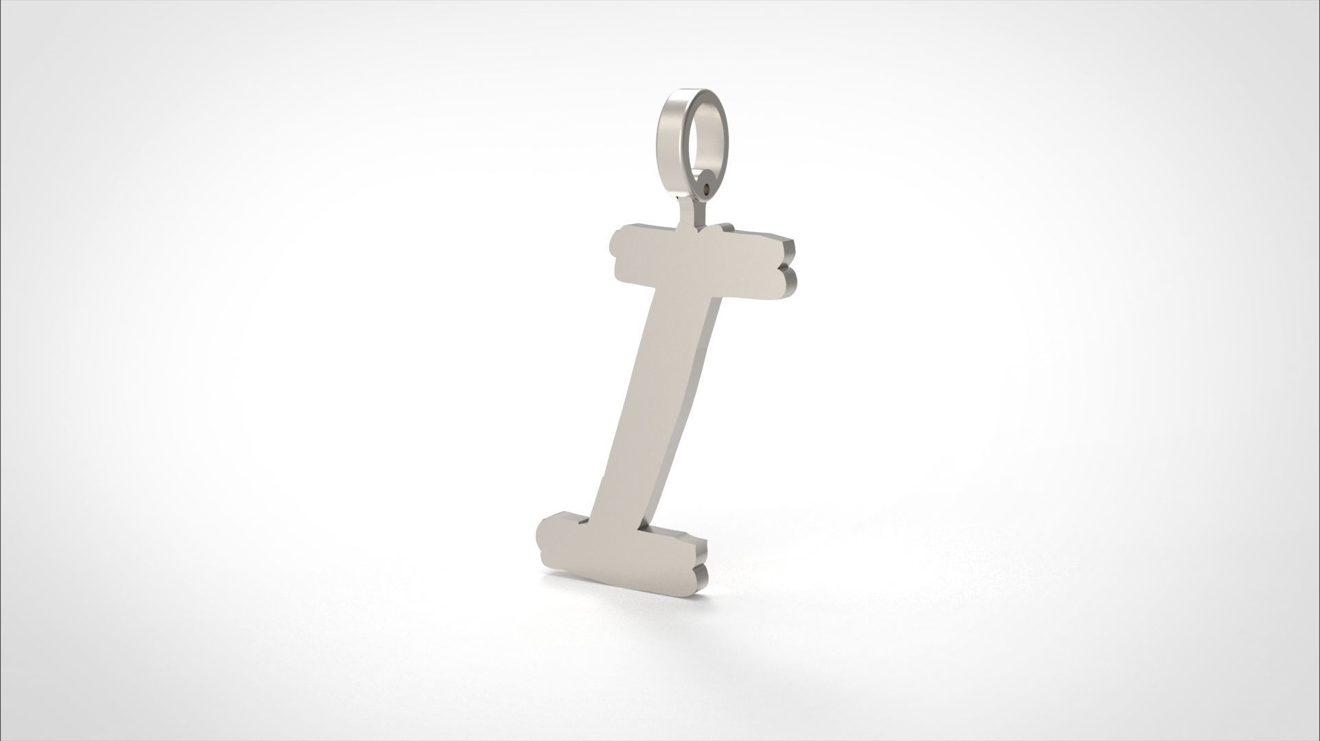 Model 777 Initial I Letter Pendant 3D print model_3