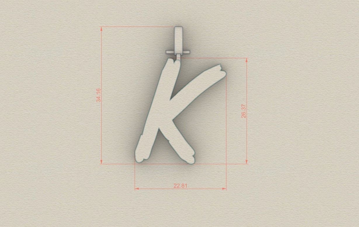 Model 779 Initial K Letter Pendant 3D print model_6