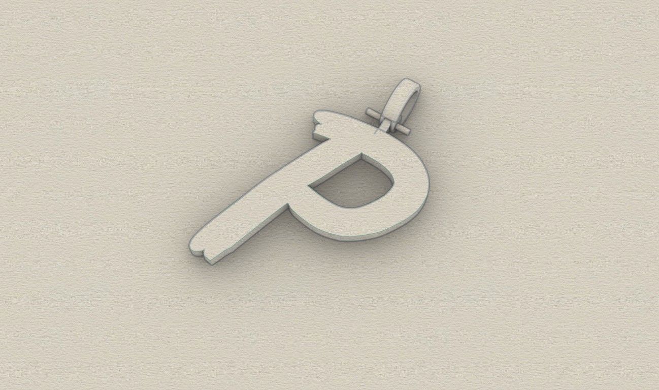 Model 784 Initial P Letter Pendant 3D print model_8