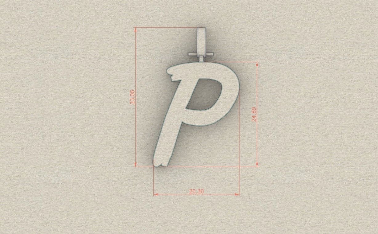 Model 784 Initial P Letter Pendant 3D print model_5