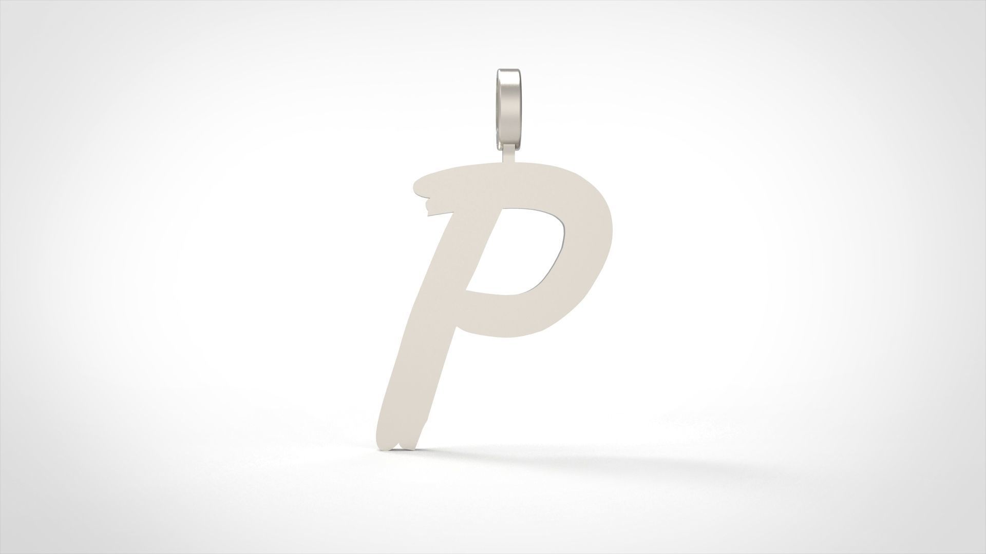 Model 784 Initial P Letter Pendant 3D print model_4