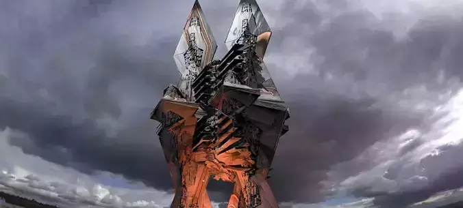 Sci-Fi Egyptian Alien Floating Monolith Huge